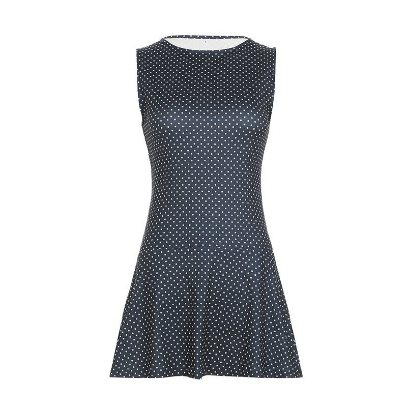 Sleeveless Polka Dot Mini Dress with Fitted Waist
