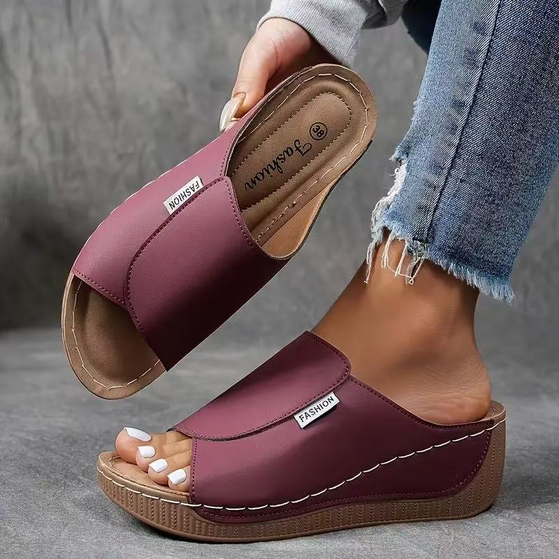 Slip-On Wedge Sandals Open Toe