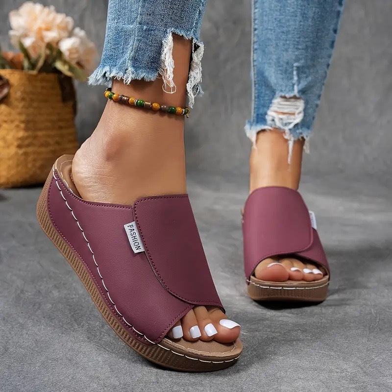 Slip-On Wedge Sandals Open Toe