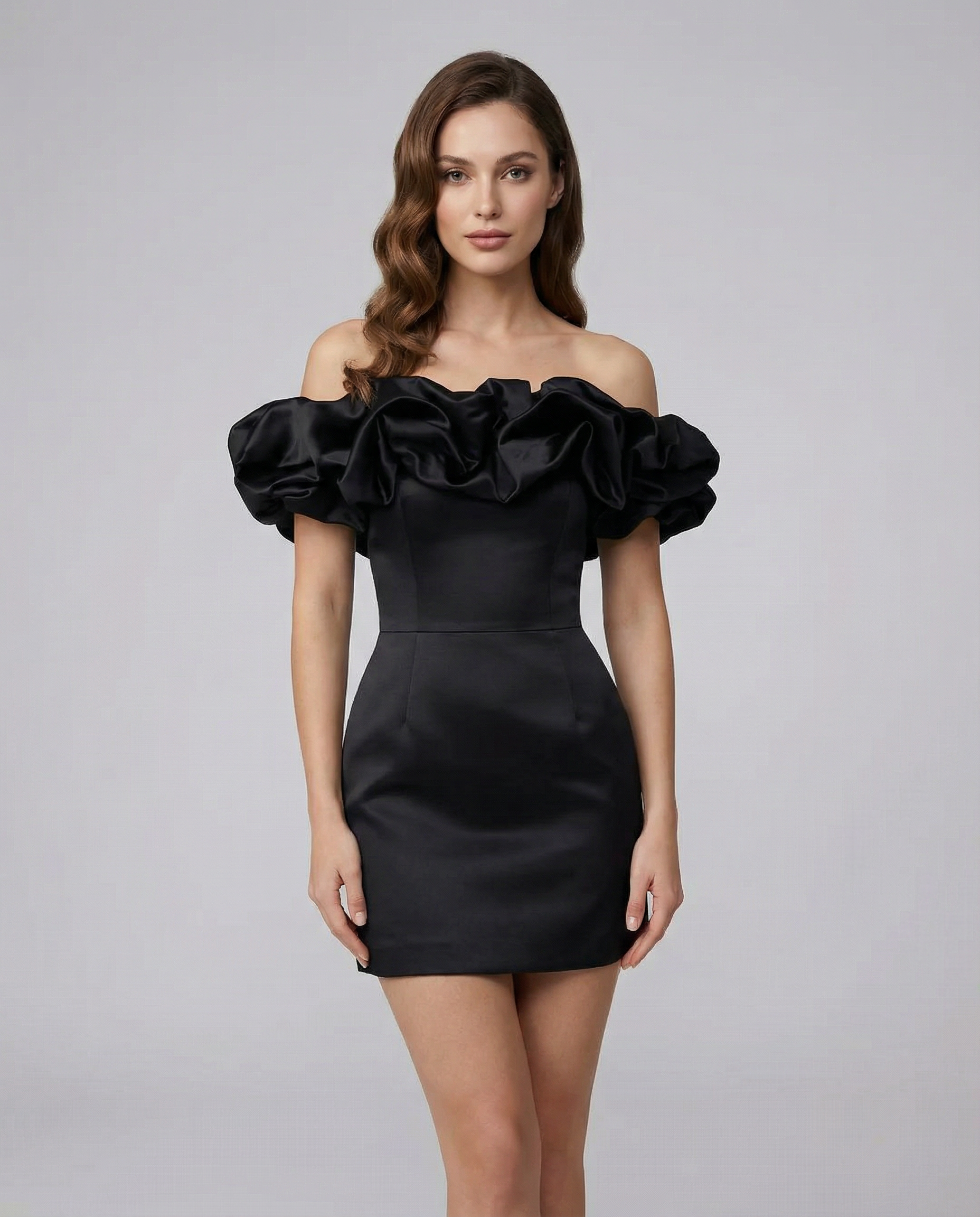 Strapless Ruffle Trim Mini Dress