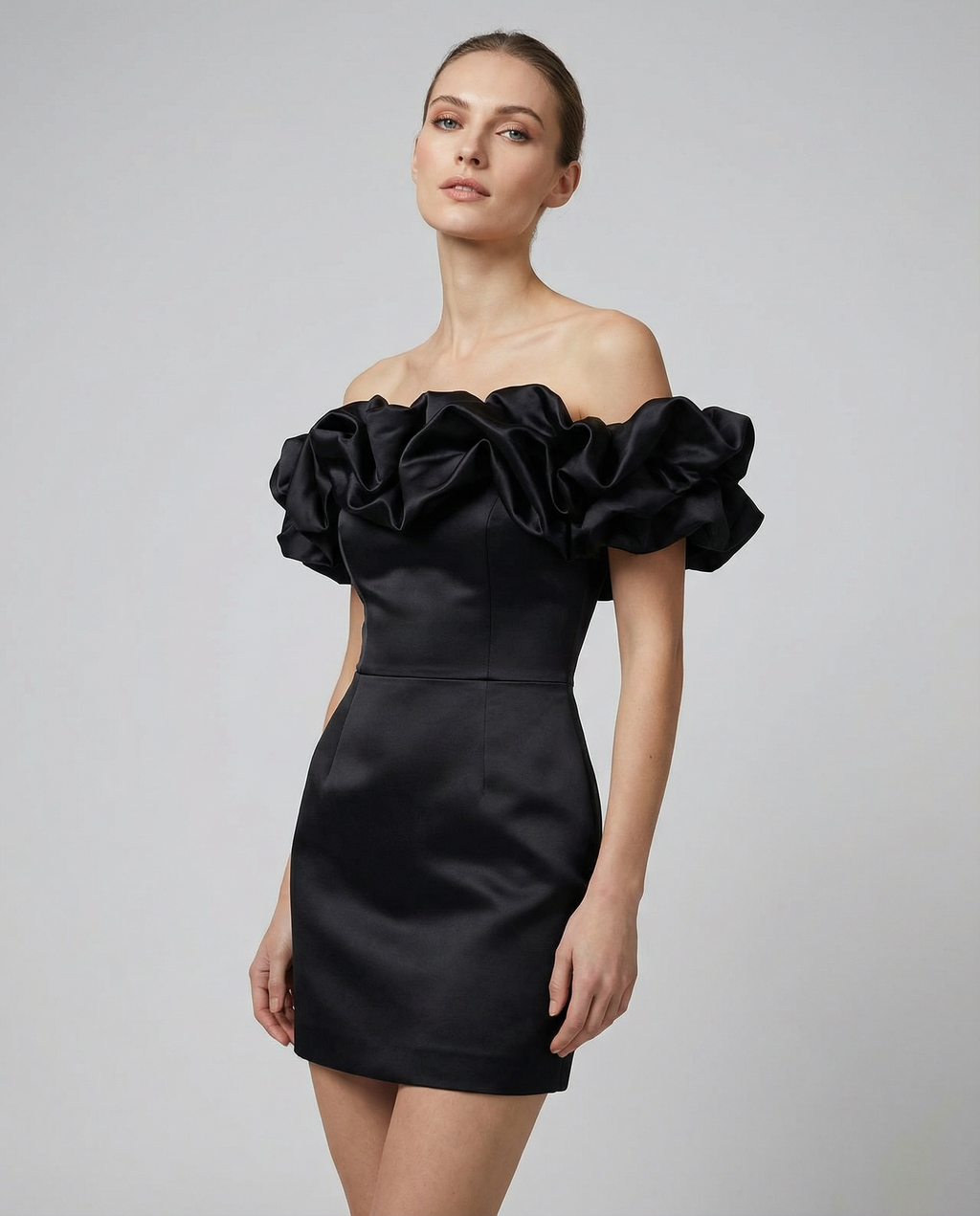Strapless Ruffle Trim Mini Dress