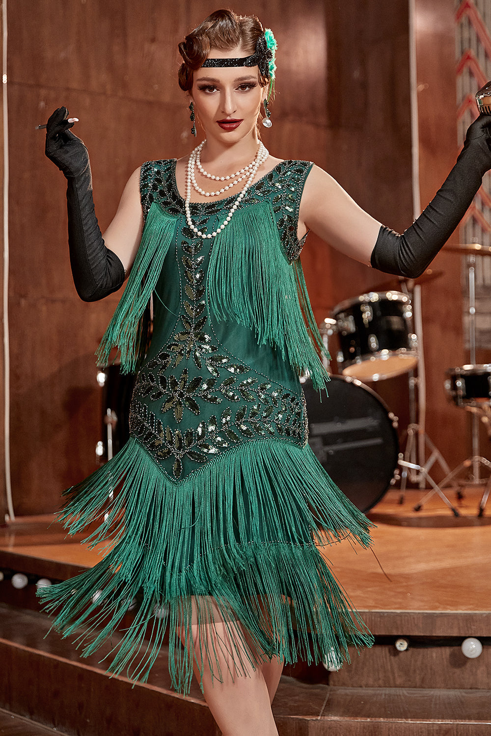 Womens Boho Flapper Fringe Midi Dress Sleeveless