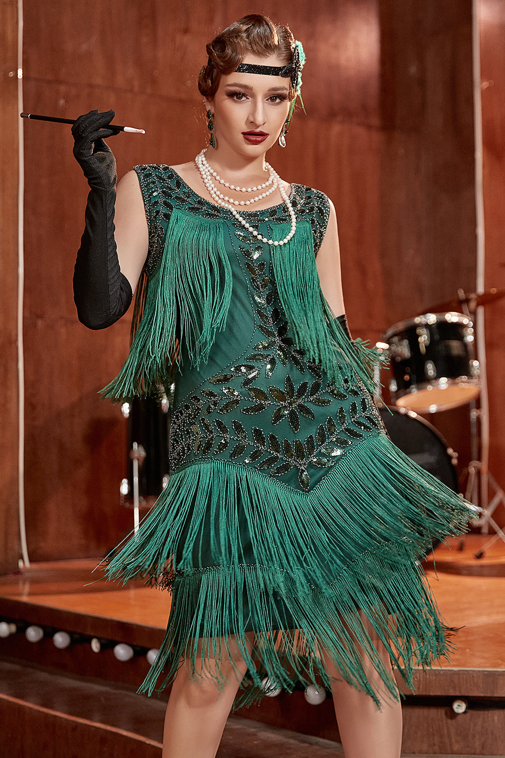 Womens Boho Flapper Fringe Midi Dress Sleeveless