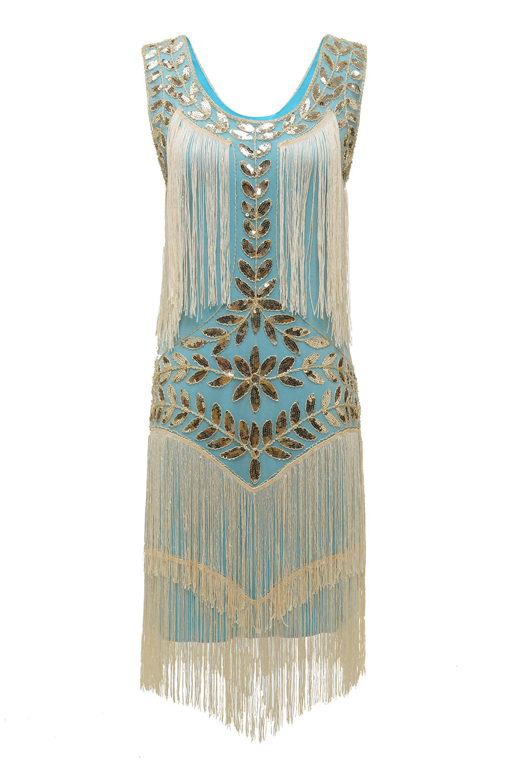 Womens Boho Flapper Fringe Midi Dress Sleeveless
