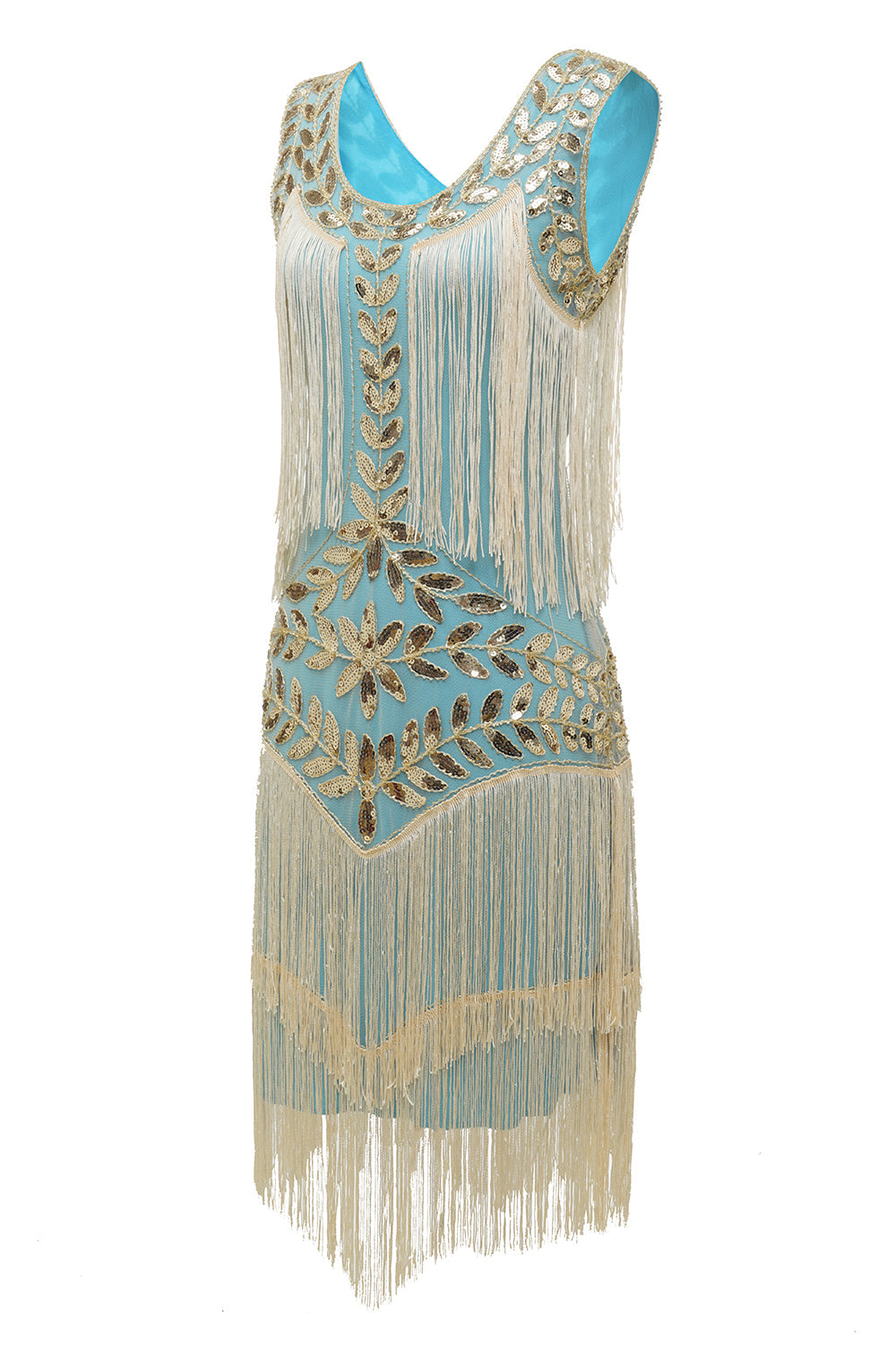 Womens Boho Flapper Fringe Midi Dress Sleeveless
