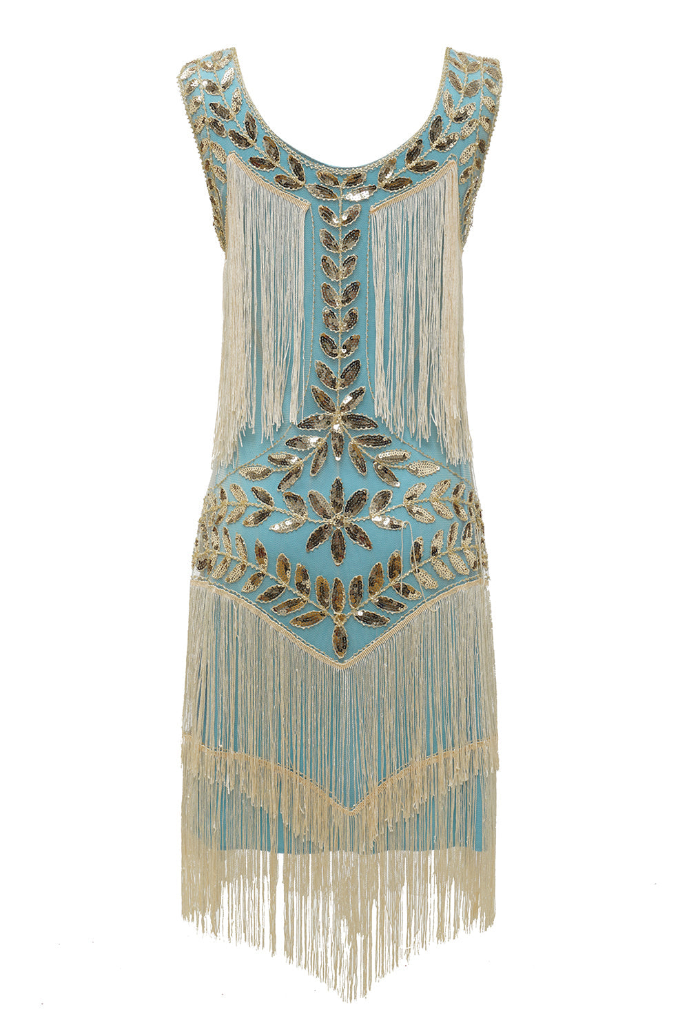 Womens Boho Flapper Fringe Midi Dress Sleeveless