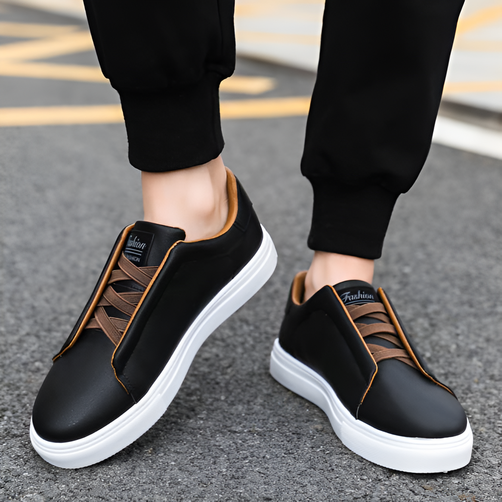 Mens White Leather Sneaker Three Color