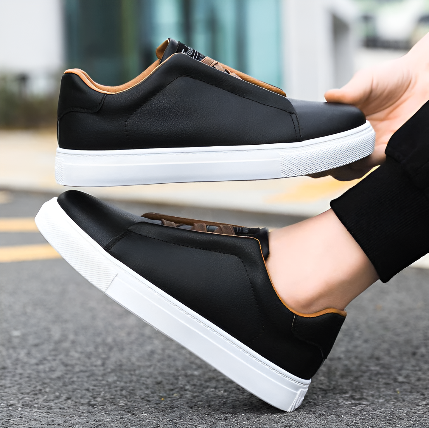 Mens White Leather Sneaker Three Color