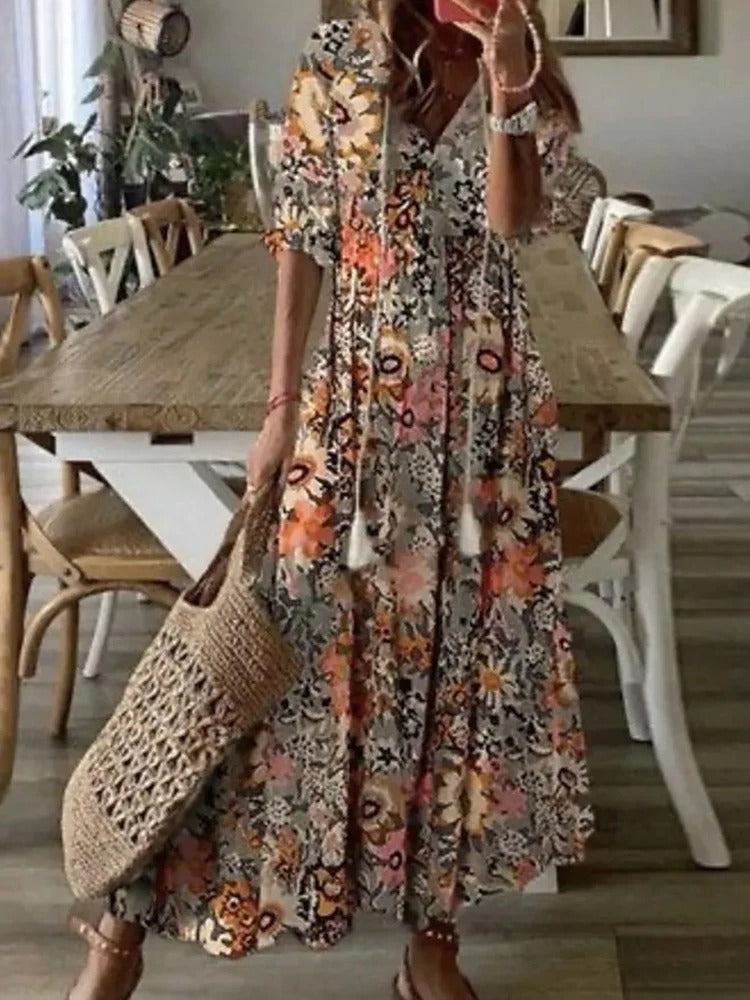 Womens Boho Maxi Dress Floral Print Five Style