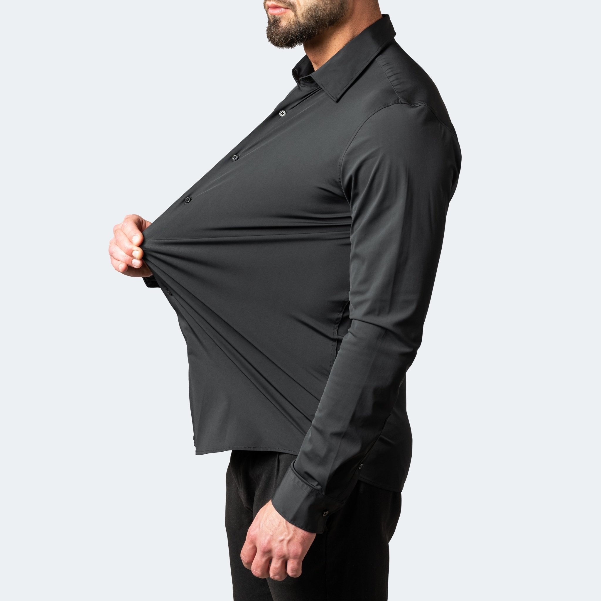 Mens Stretch Shirt Wrinkle Free Slim Fit Long Sleeve