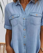 Denim Look Shirt Dress Button-Down