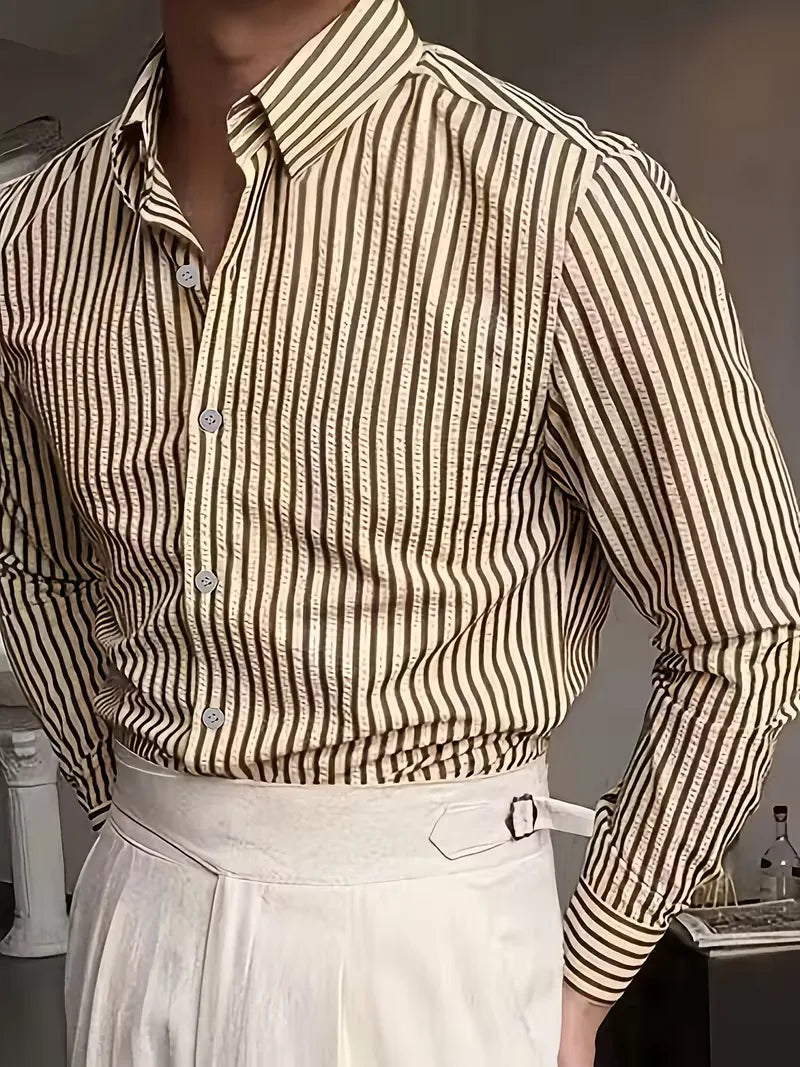 Mens Vertical Stripe Casual Shirt