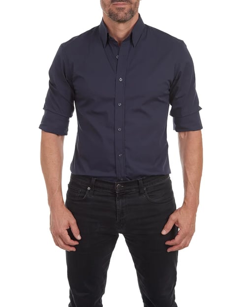 Mens Oxford Shirt Slim Fit Stretch Zip Closure Five Color