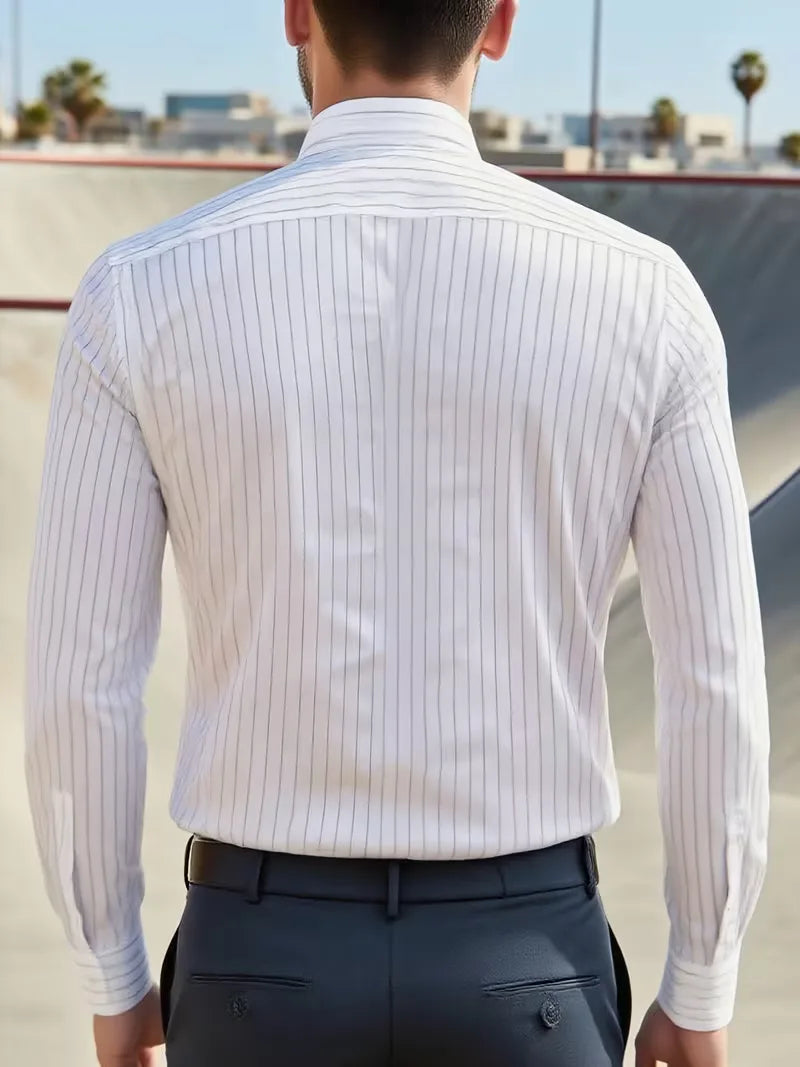 Mens Mandarin Collar White Dress Shirt