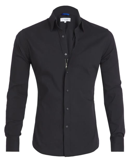 Mens Oxford Shirt Slim Fit Stretch Zip Closure Five Color