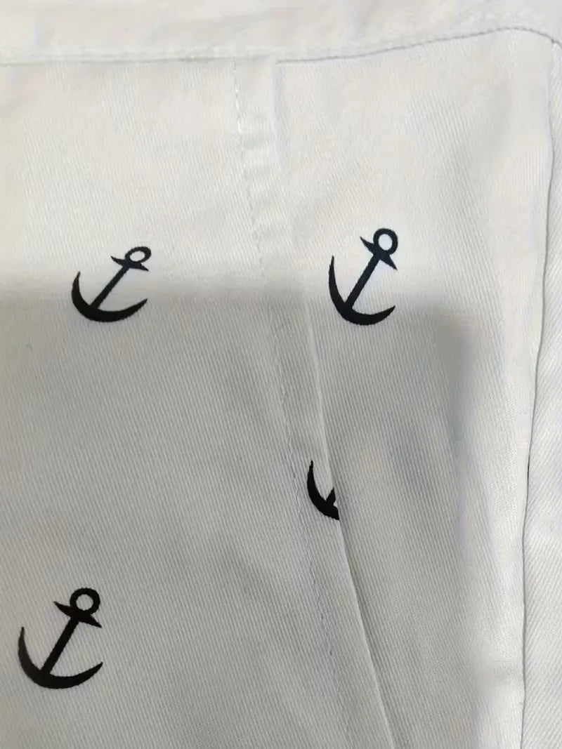 Mens Anchor Print Shorts Straight Fit