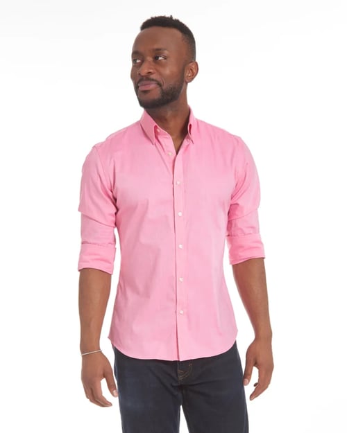 Mens Oxford Shirt Slim Fit Stretch Zip Closure Five Color