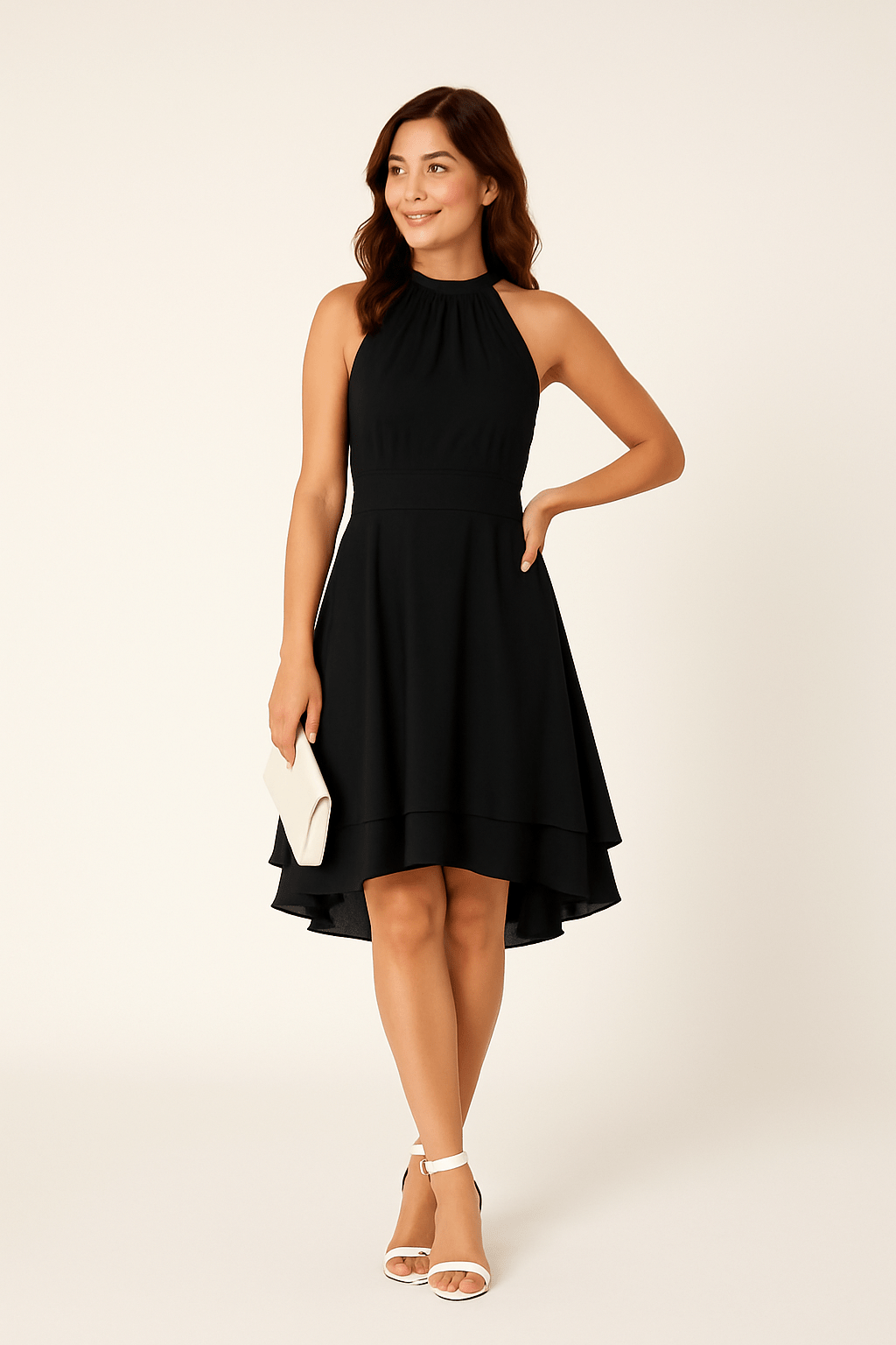 Halter Neck High Low Dress