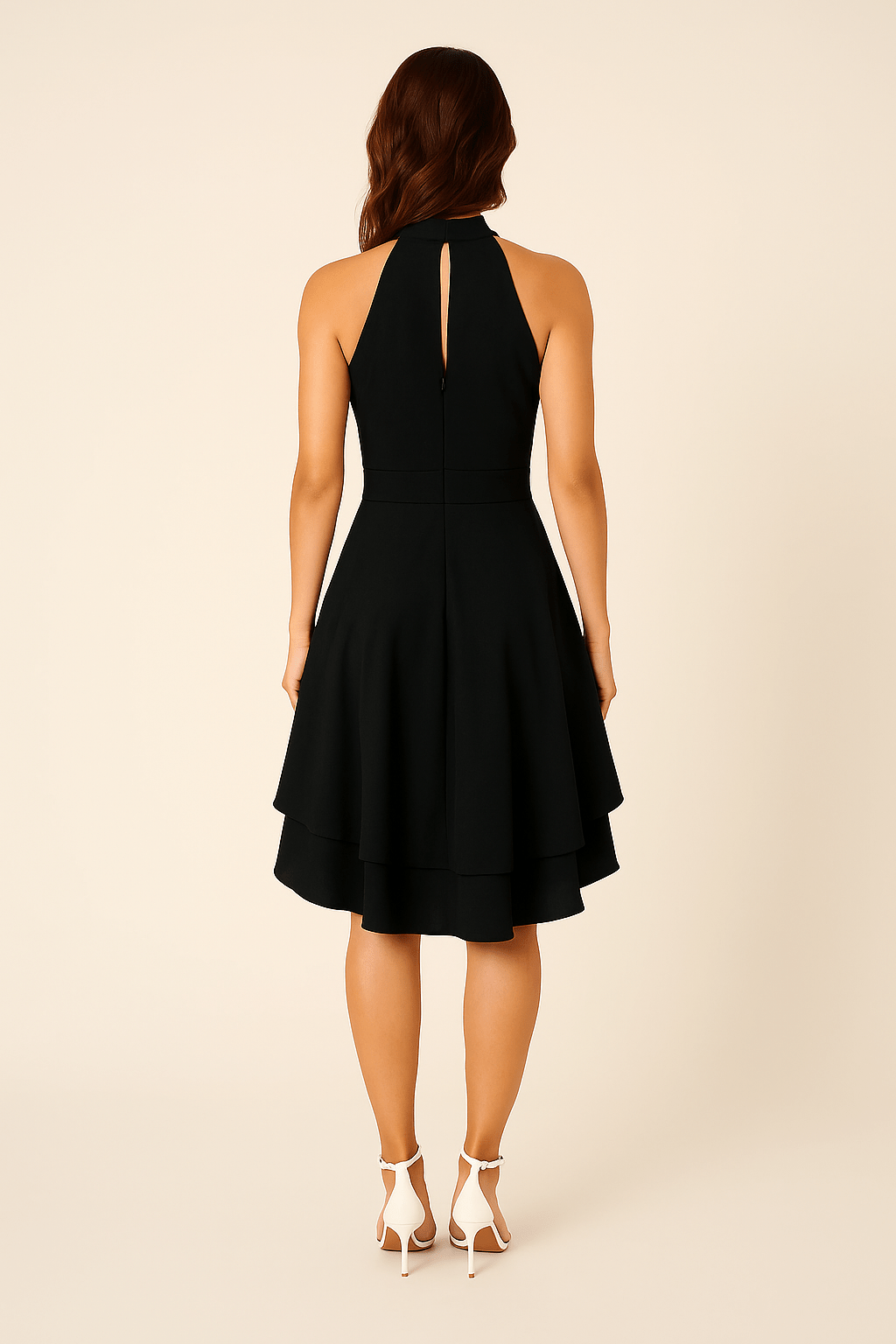 Halter Neck High Low Dress