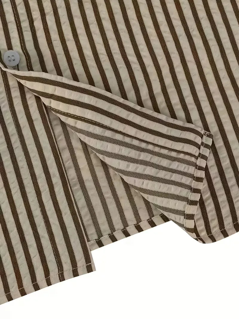 Mens Vertical Stripe Casual Shirt