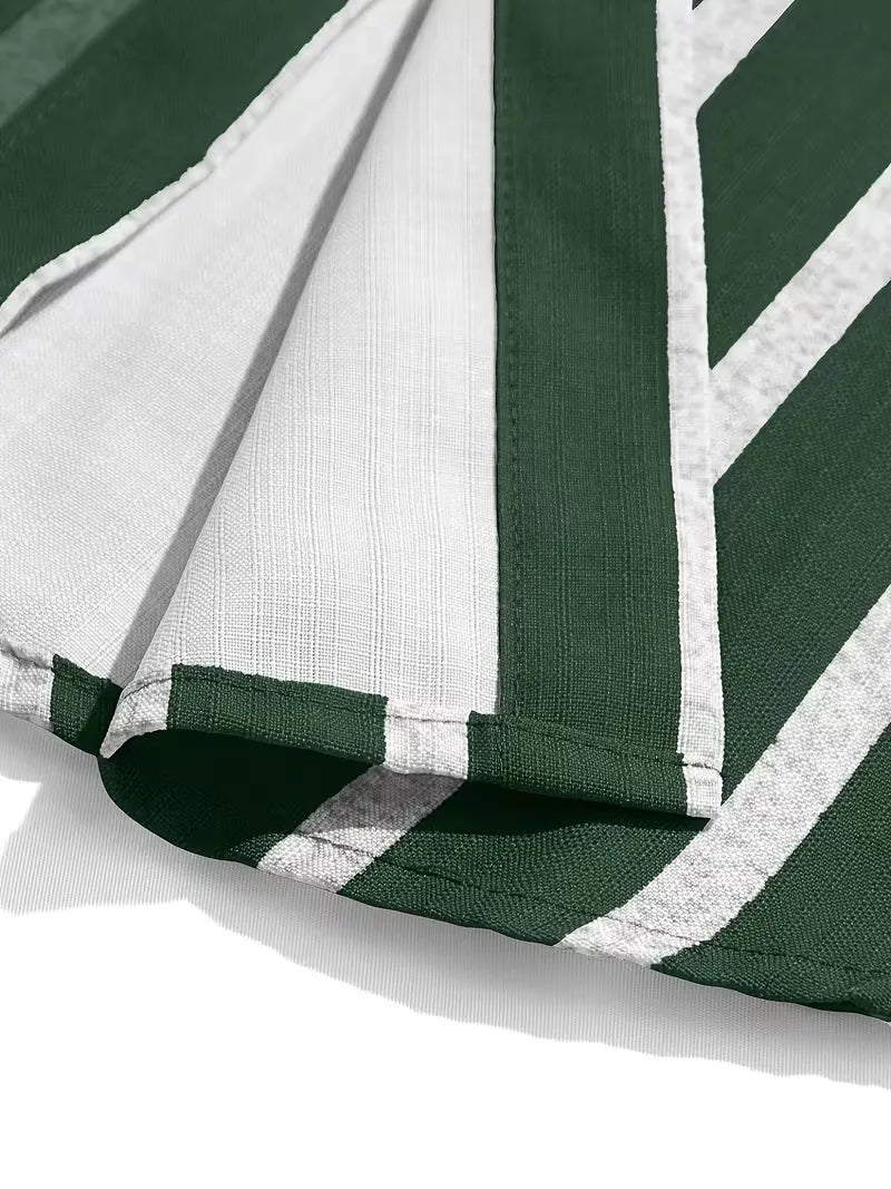 Mens Short Sleeve V Neck Stripe Shirt
