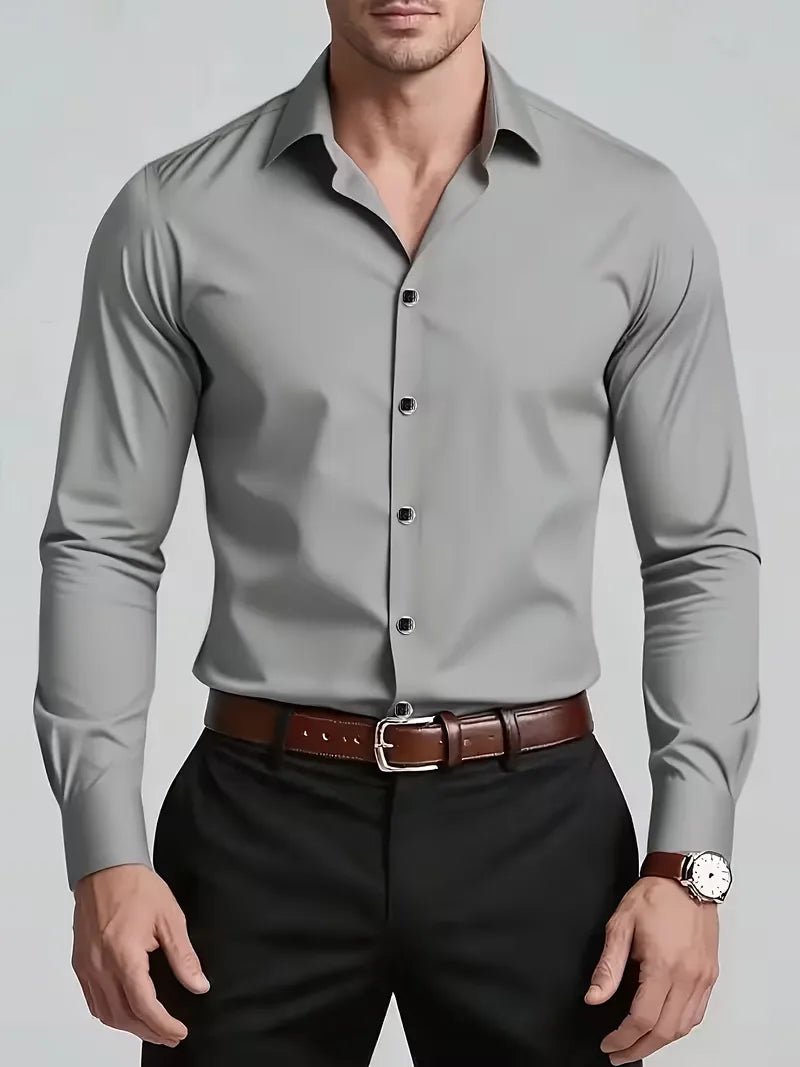 Mens Slim Fit Mandarin Collar Shirt