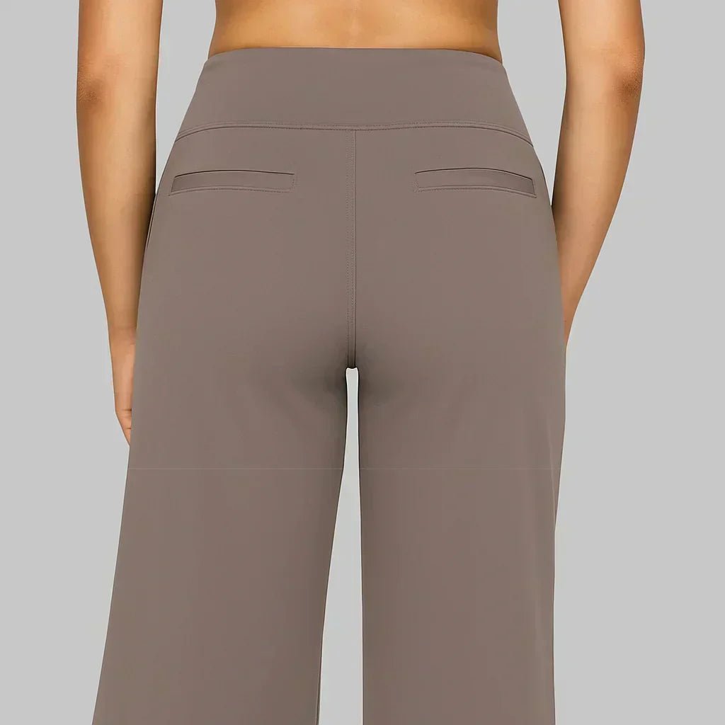 Soft Jersey Trousers Straight Leg Elastic Waist Pockets