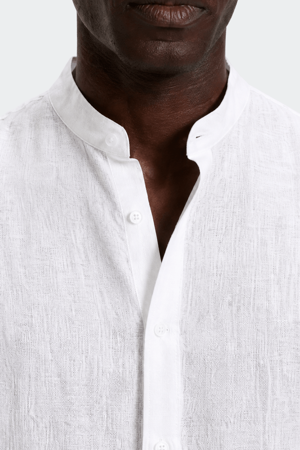 Mens Linen Shirt Band Collar Long Sleeve Relaxed Fit
