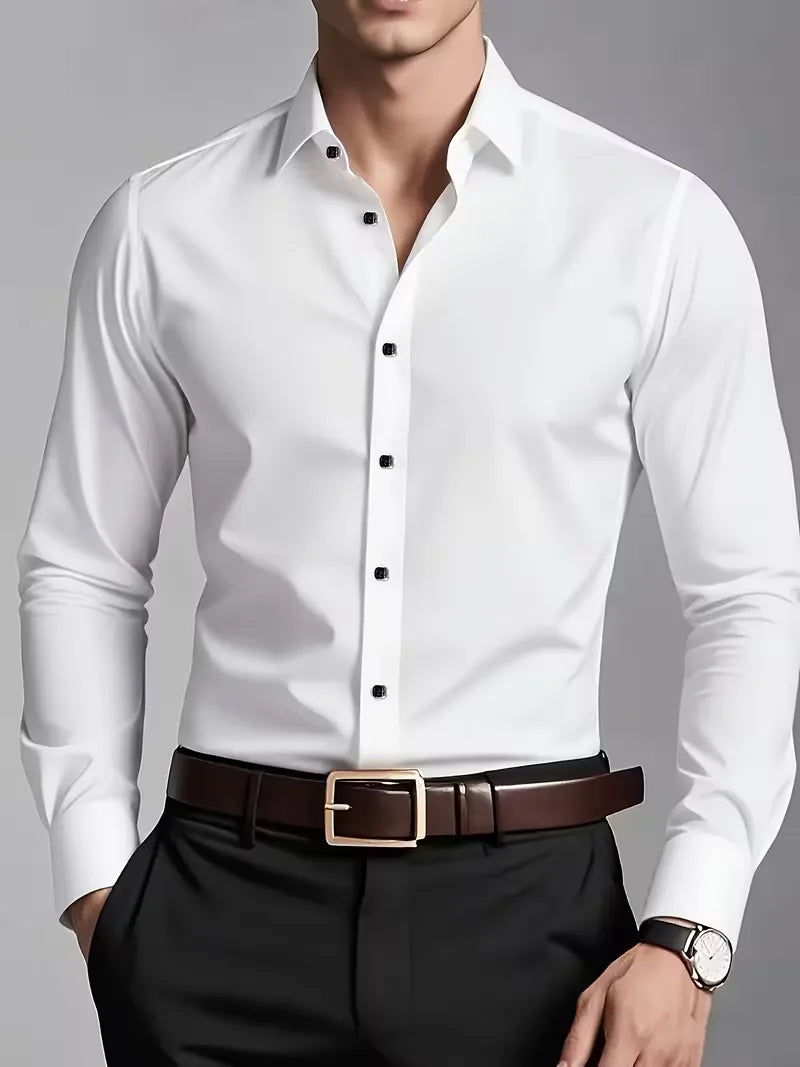 Mens Slim Fit Mandarin Collar Shirt