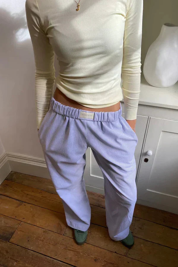 Women's Striped Pants Elastic Waist Loose Fit Relaxed Casual