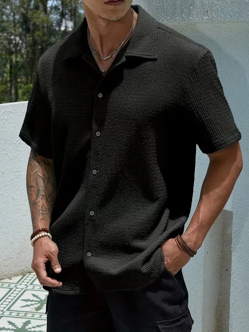 Mens Short Sleeve V Neck Shirt Casual