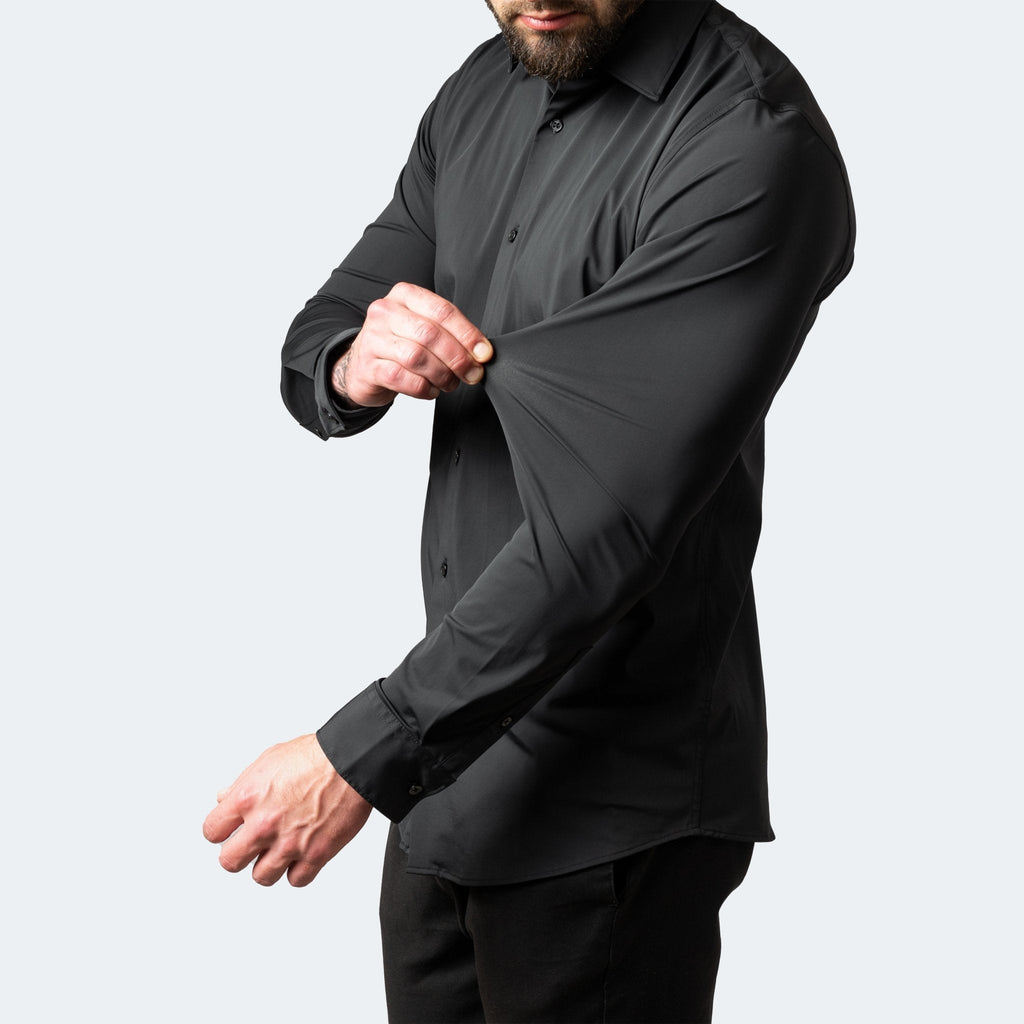 Mens Stretch Shirt Wrinkle Free Slim Fit Long Sleeve
