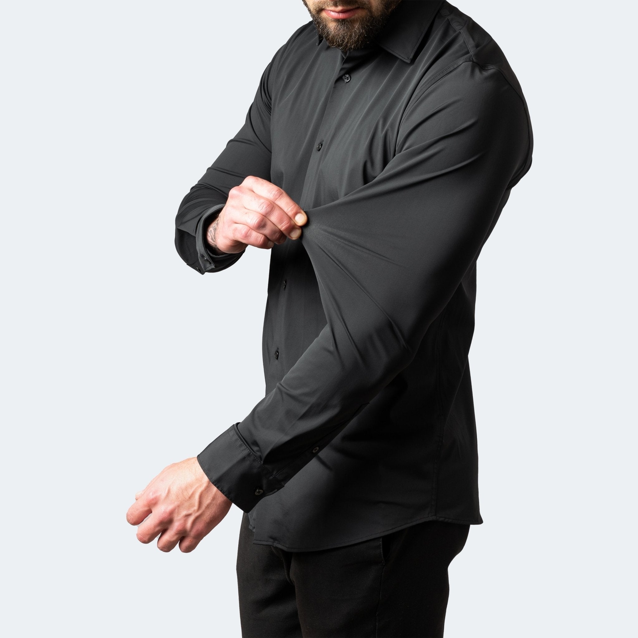 Mens Stretch Shirt Wrinkle Free Slim Fit Long Sleeve