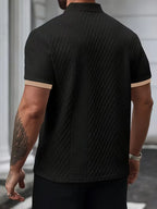 Mens V Neck Polo Jacquard Pattern