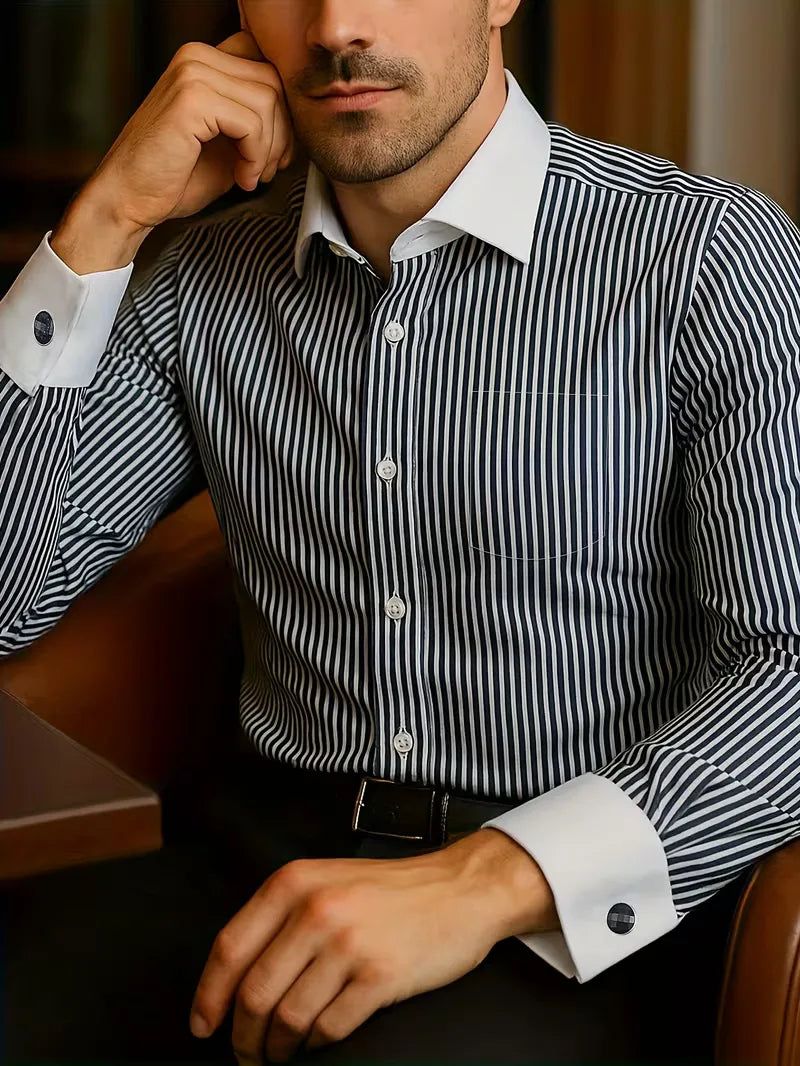 Mens Mandarin Collar Dress Shirt