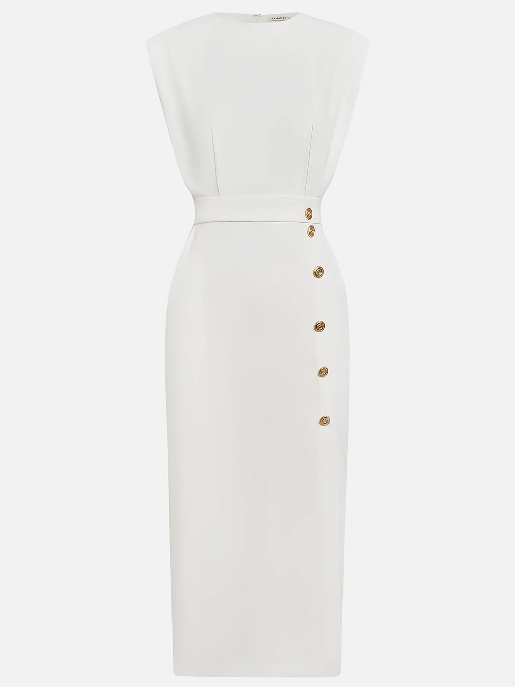 Womens Midi Dress Sleeveless Button Detail Five Color
