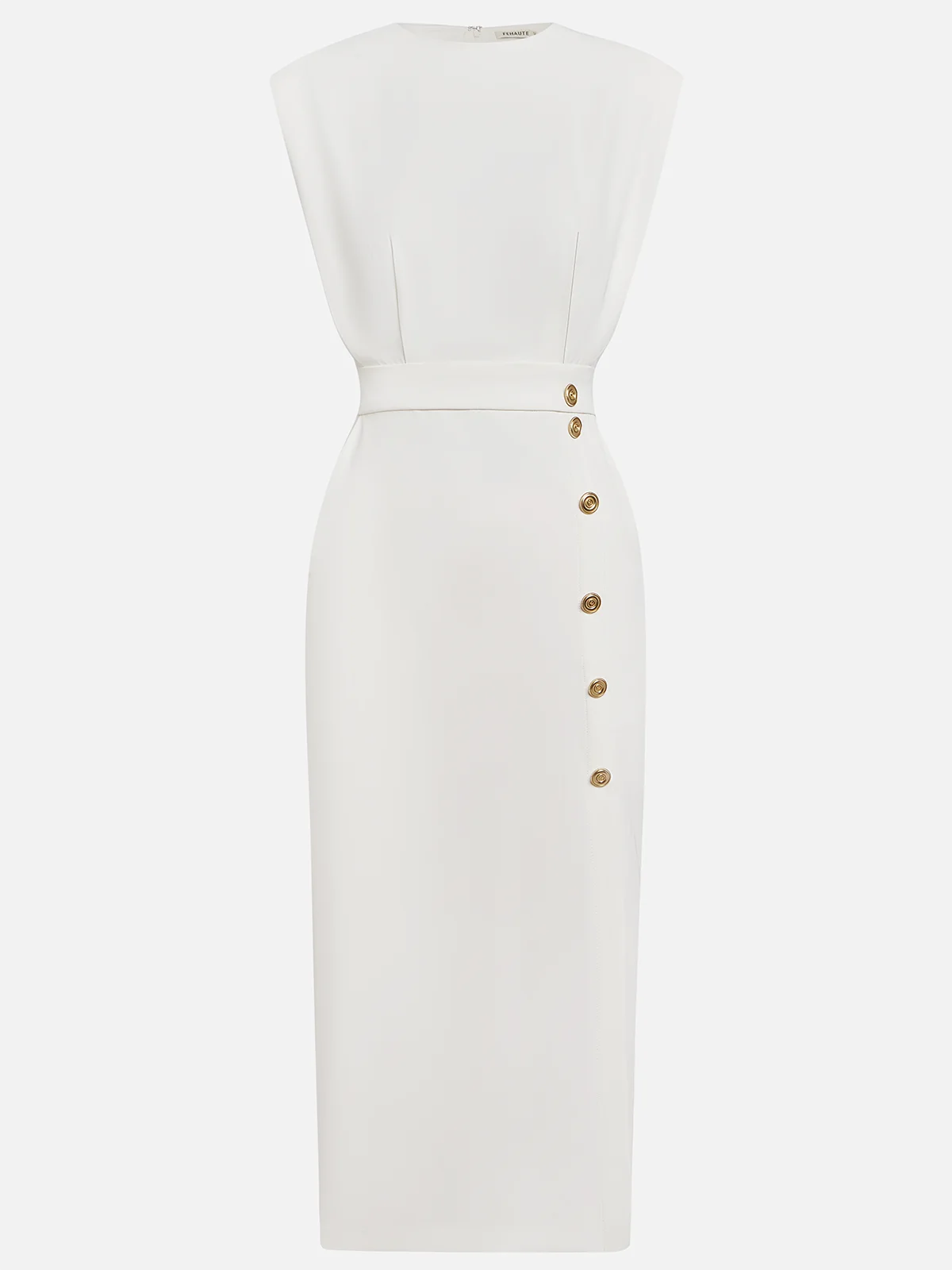 Womens Midi Dress Sleeveless Button Detail Five Color