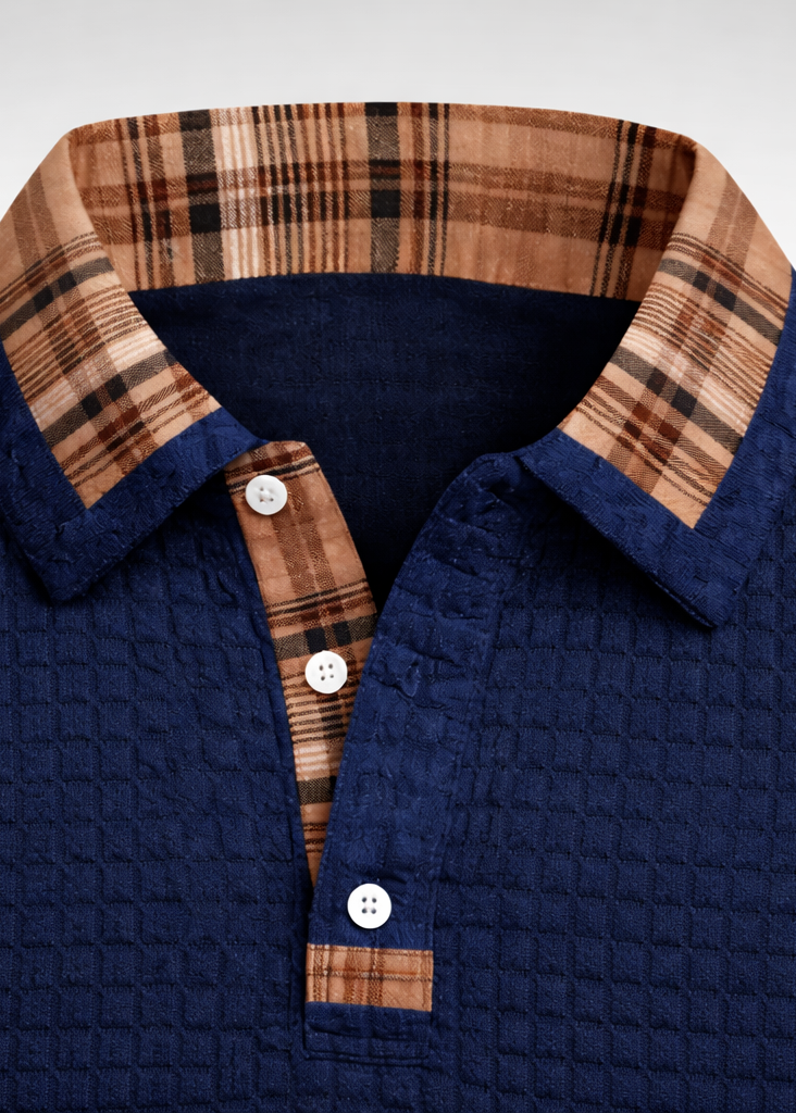 Mens Cotton Polo Long Sleeve Textured Five Color