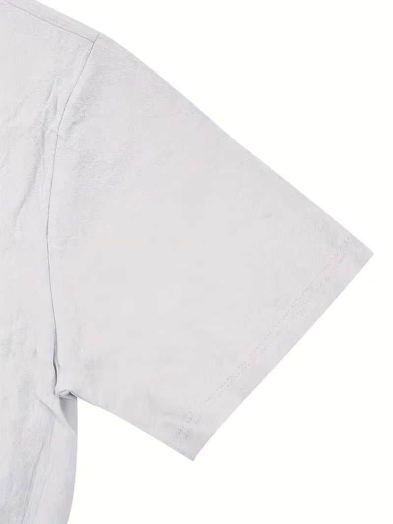 Mens Short Sleeve Linen Shirt Chest Pocket
