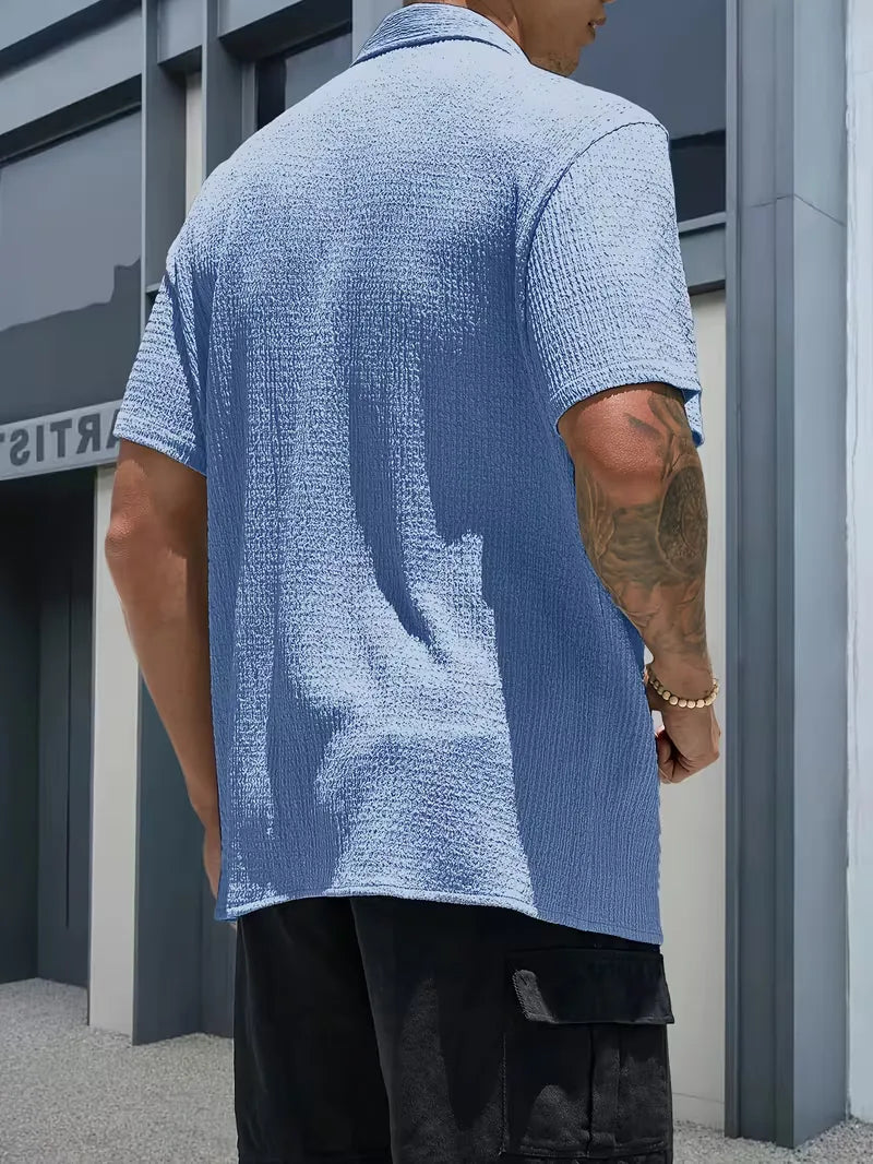 Mens Short Sleeve V Neck Shirt Casual