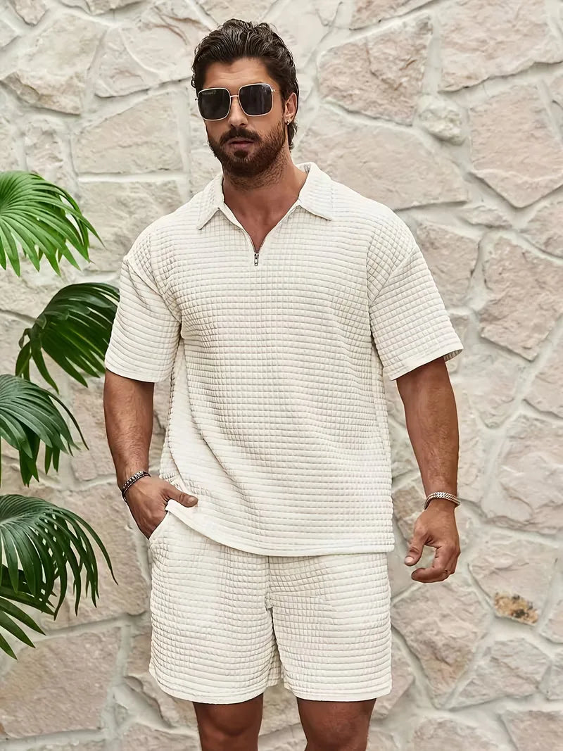 Mens V Neck Top and Shorts Set