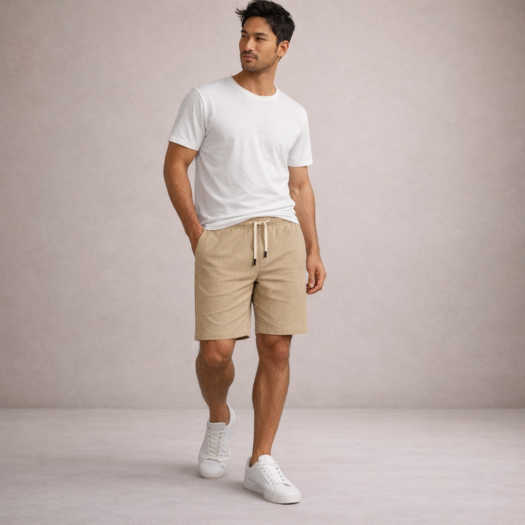 Men's Linen Shorts Regular Fit Breathable Summer Casual