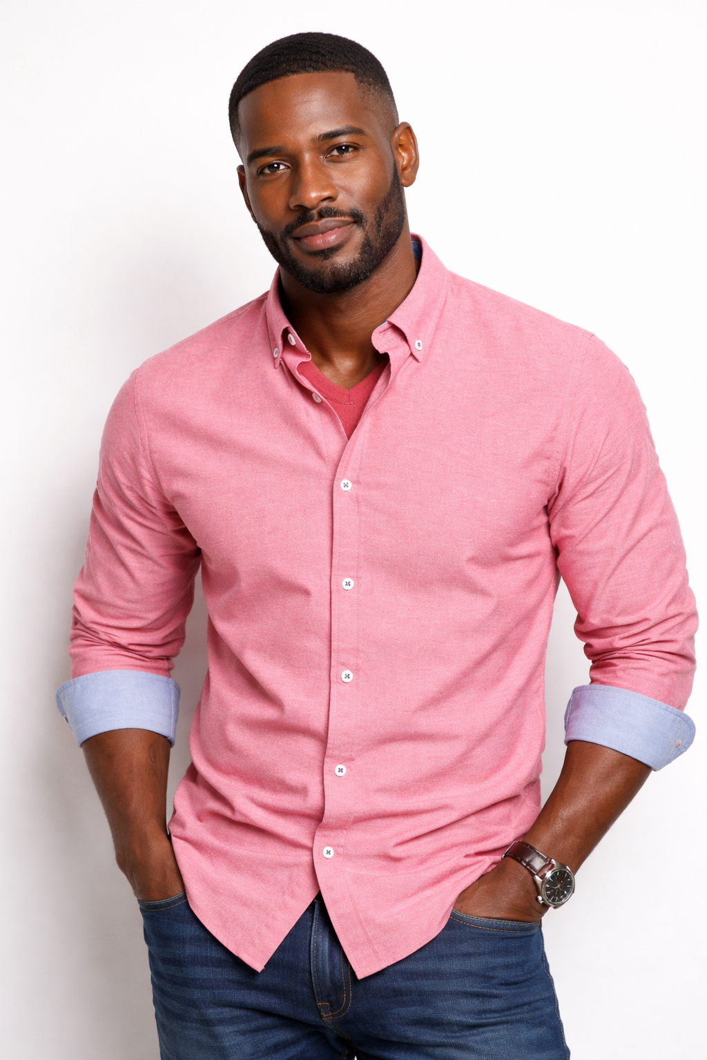 Mens Shirt Long Sleeve Button Down Five Color