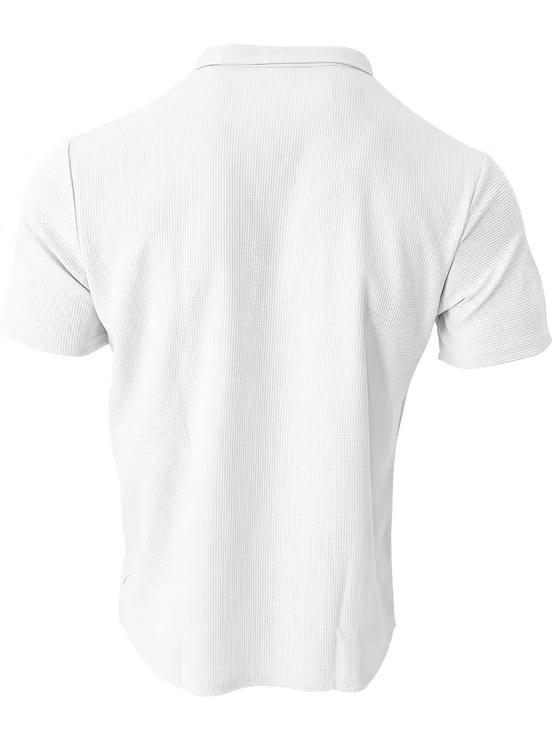 Mens Short Sleeve V Neck Waffle Polo