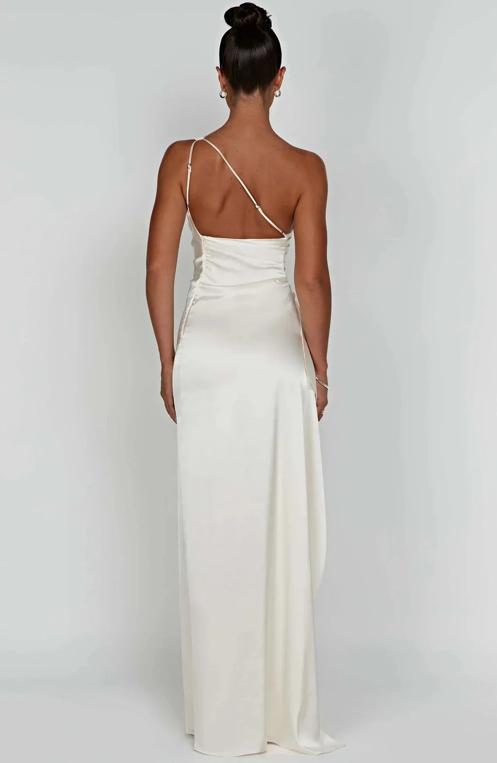 Womens One Shoulder Maxi Evening Dress Pleated Split