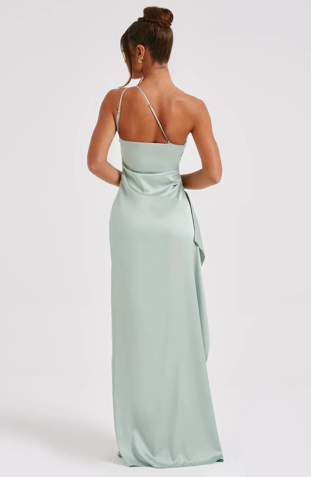 Womens One Shoulder Maxi Evening Dress Pleated Split