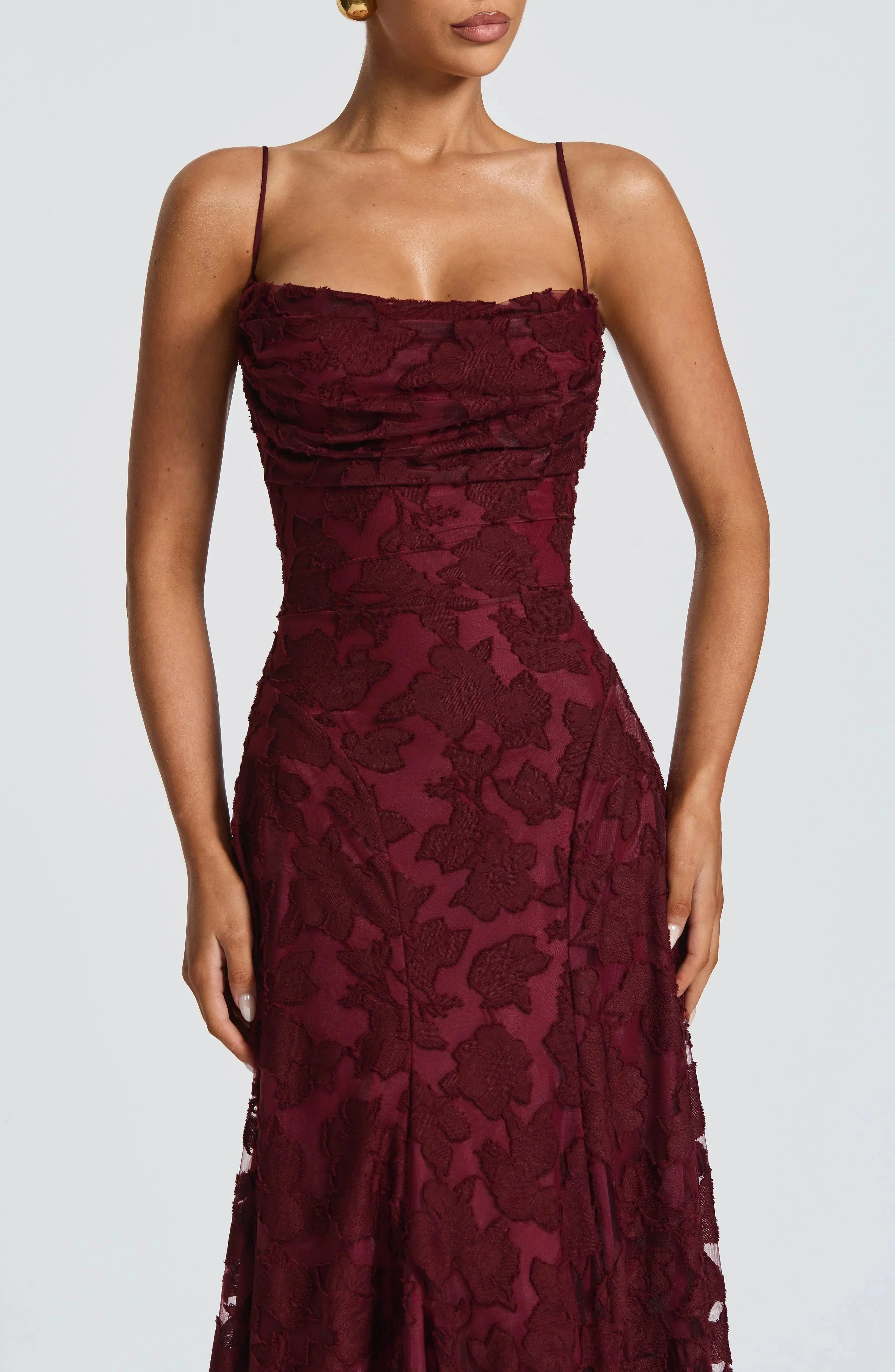 Womens Maxi Dress Cowl Neck Sleeveless Floral Print