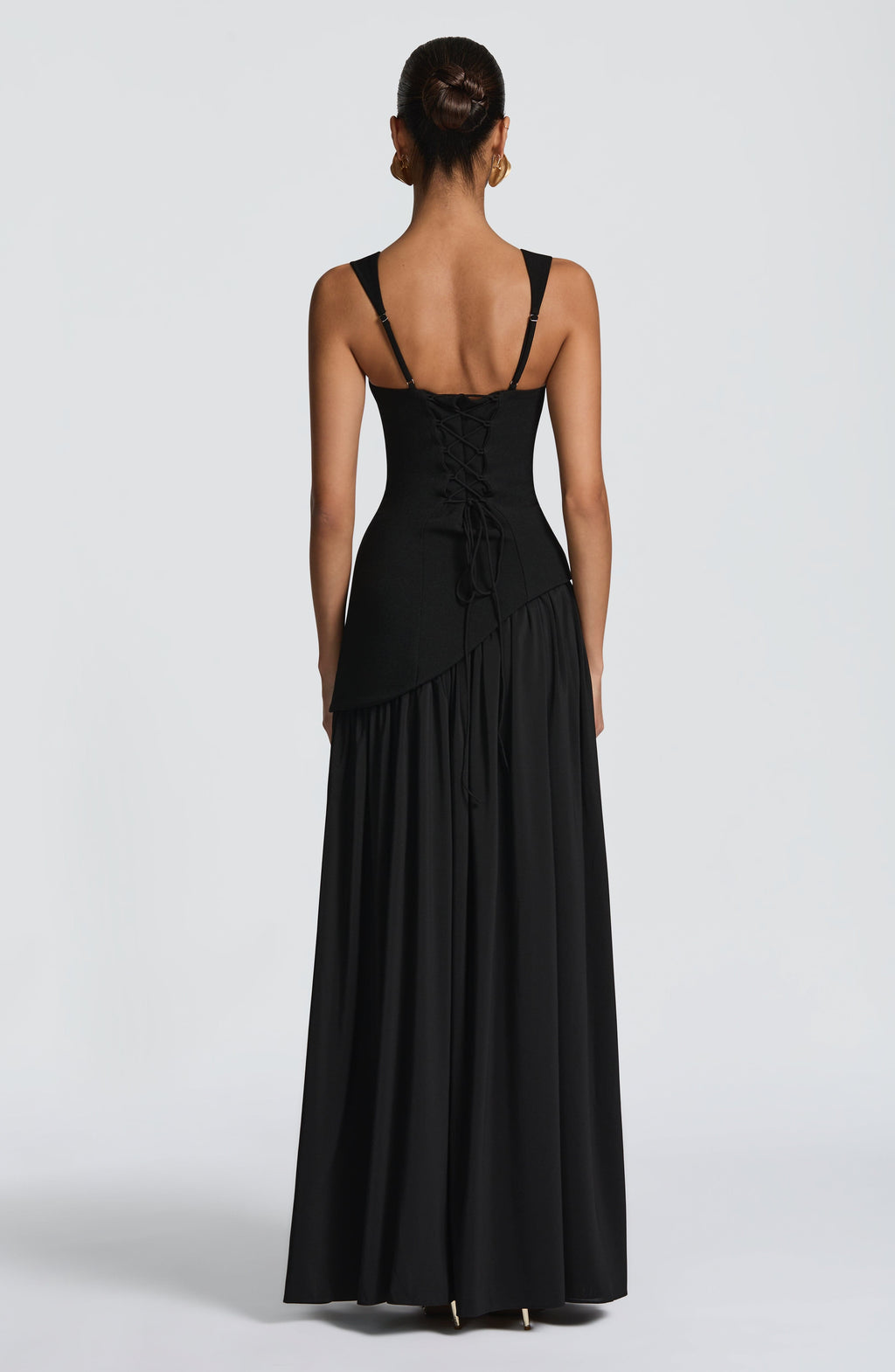 Womens Strapless Corset Maxi Dress Asymmetric Waist