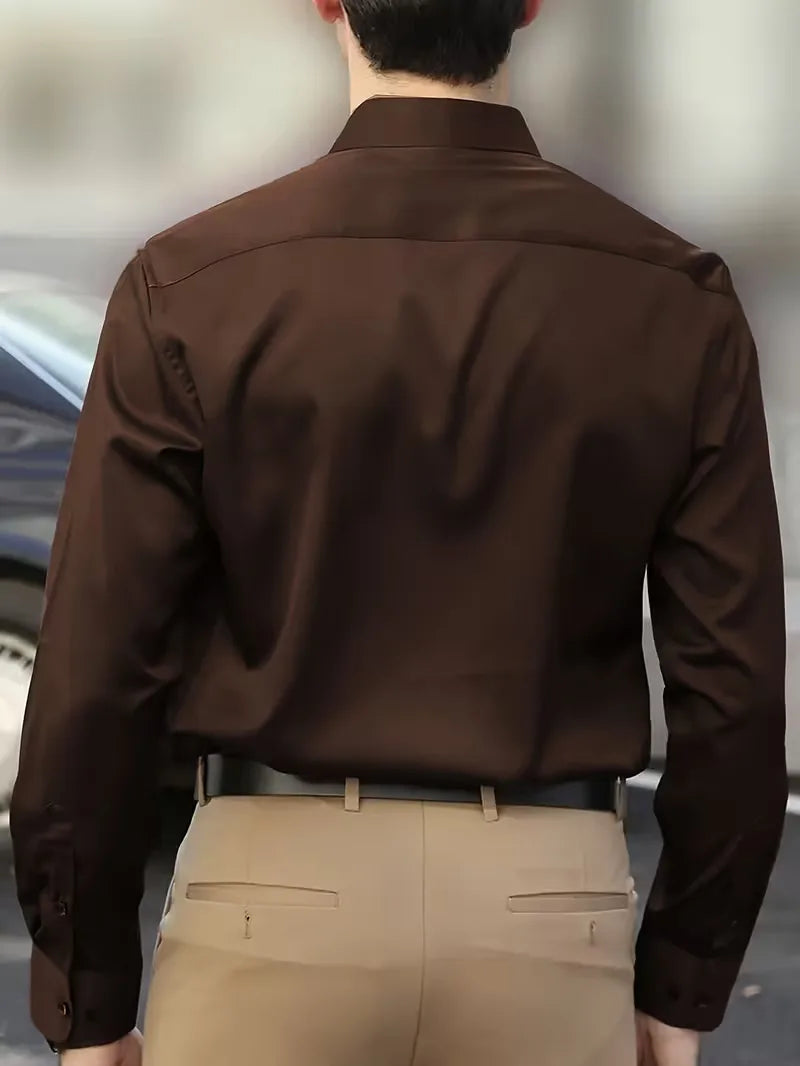Mens Slim Fit Dress Shirt Mandarin Collar