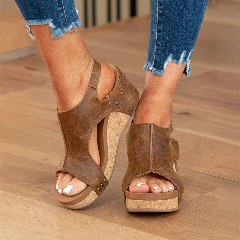 Leather Summer Sandals Shock Absorbing